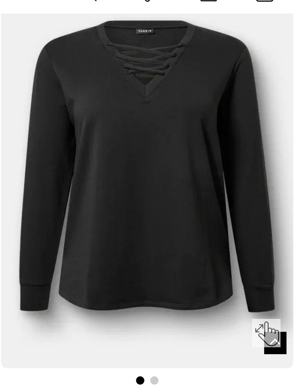 torrid Black Lace-Up V-Neck Long Sleeve Top - Classic Black